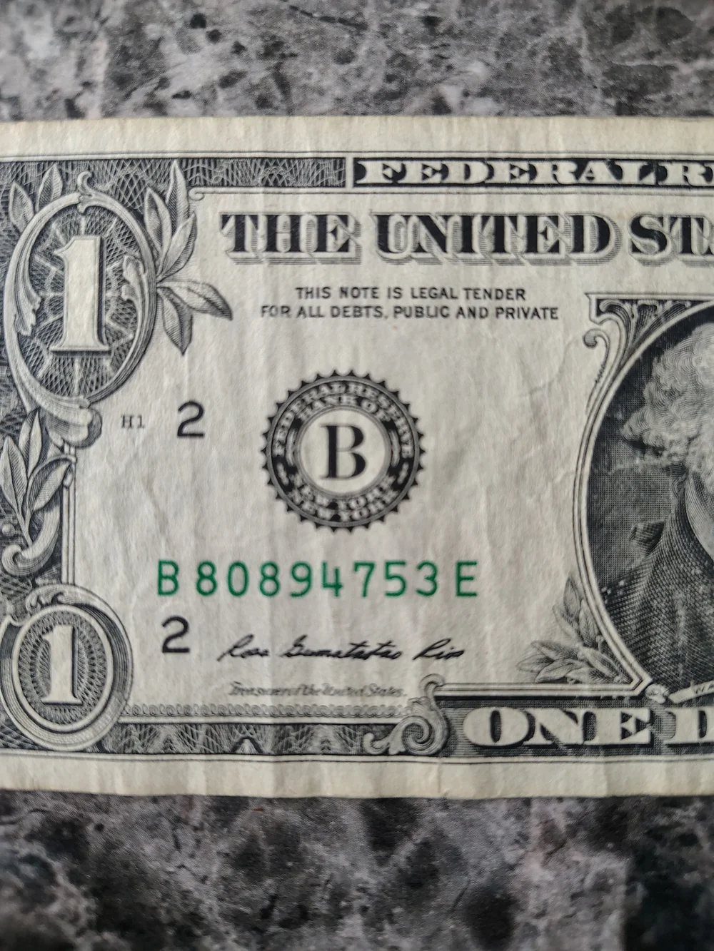 U.S.$1Bill Fancy Serial Number -2 Mini Straights
